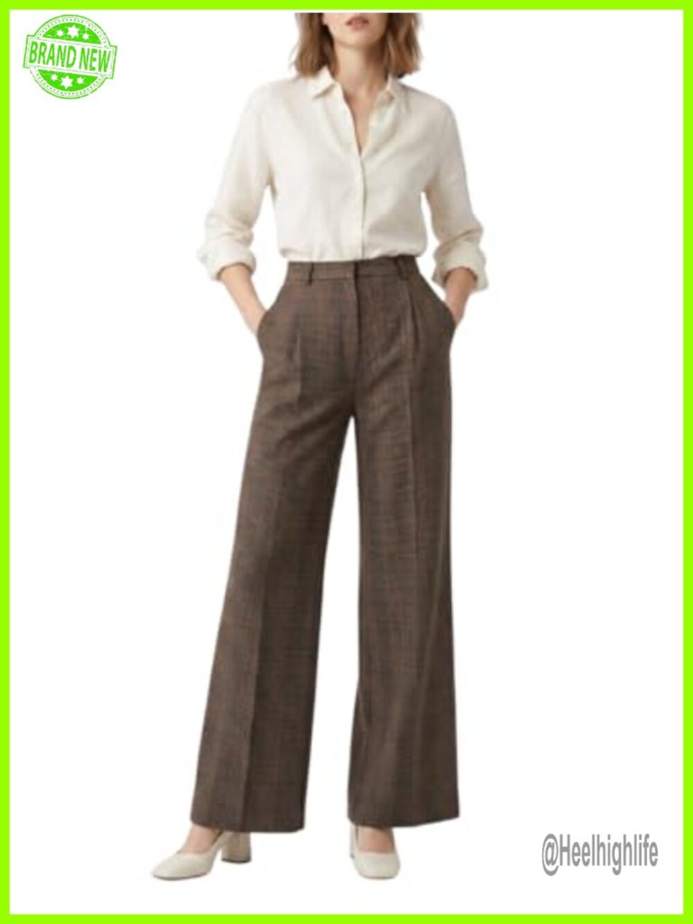 High Waisted Wide Leg Palazzo Pants Extra Long Flowy Plaid Trousers